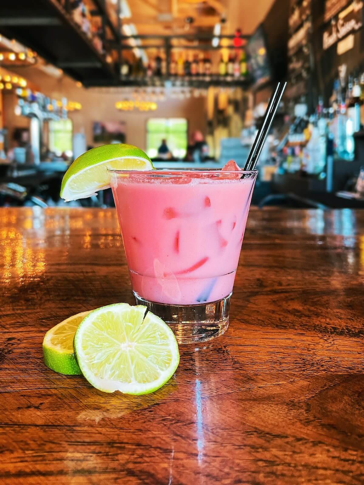 Coconut Dream cocktail on a bar table.